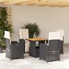 vidaXL Set da Pranzo da Giardino 5 pz Nero con Cuscini in Polyrattan