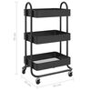 vidaXL Carrello a 3 Livelli Nero 43x34x79 cm in Acciaio