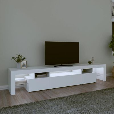 vidaXL Mobile Porta TV con Luci LED Bianco 215x36,5x40 cm