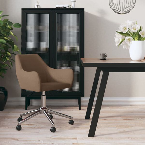 vidaXL Sedia da Pranzo Girevole Marrone in Tessuto