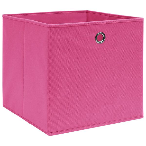 vidaXL Contenitori 4 pz in Tessuto non Tessuto 28x28x28 cm Rosa
