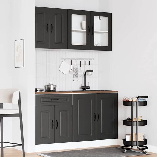 vidaXL Set Mobili da Cucina 4 pz Kalmar Neri Legno Multistrato