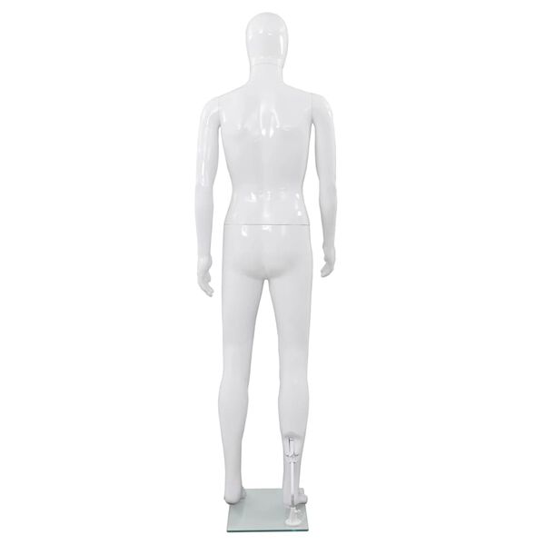 vidaXL Manichino Uomo Figura Intera Base in Vetro 185 cm Bianco Lucido