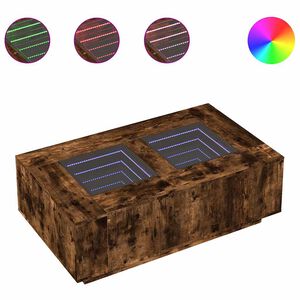 vidaXL Tavolino da Salotto con LED Infinity Rovere Fumo 116x69x40 cm