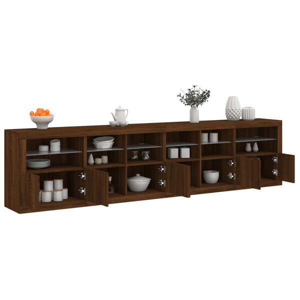 vidaXL Credenza con Luci LED Rovere Marrone 283x37x67 cm