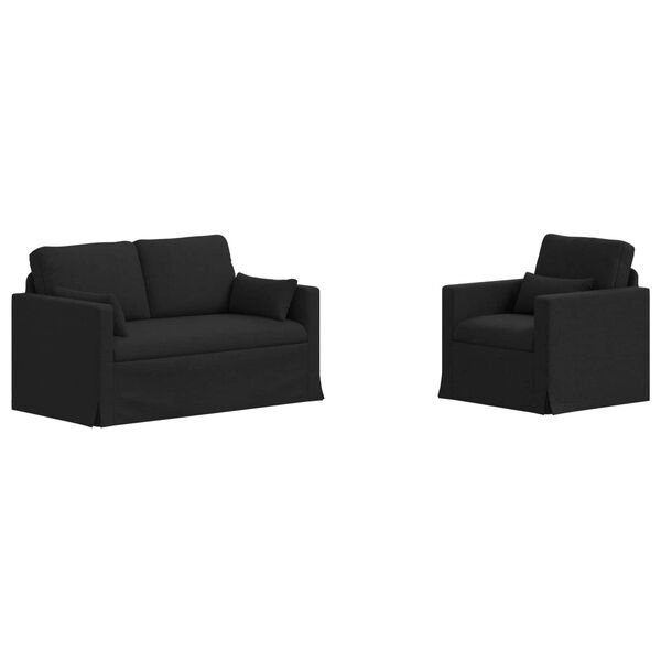 vidaXL Divano 2 pcs Nero 139 x 78 x 80 cm Tessuto