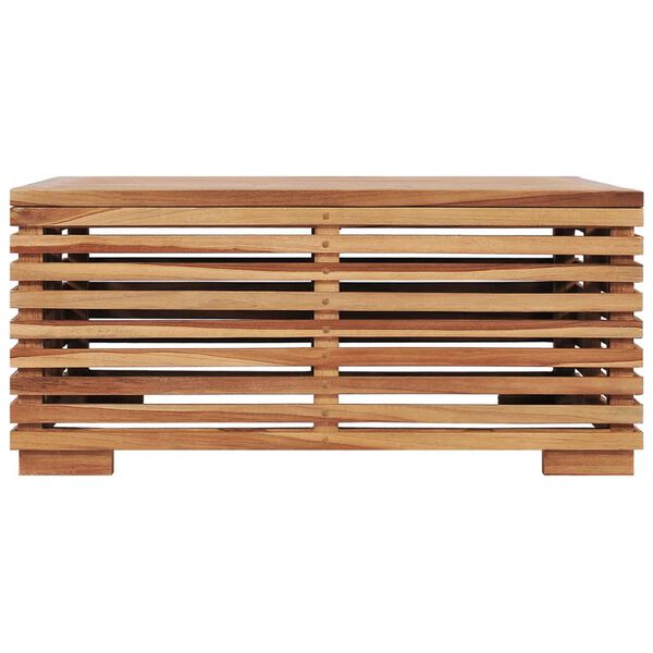 vidaXL Set Tavolino e Poggiapiedi da Giardino Cuscino Crema in Teak