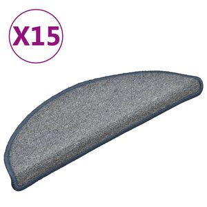 vidaXL Tappetini per scale 15 pz 56x17x3 cm grigio chiaro e blu semicircolari