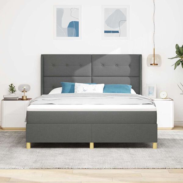 vidaXL Letto a molle con materasso Grigio 140 x 200 cm Tessuto