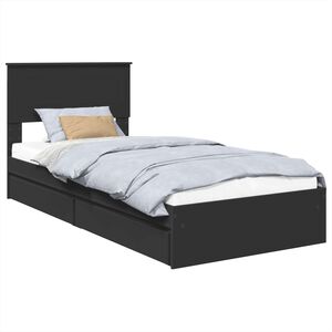 vidaXL Letto con Contenitore Nero 100 x 200 cm Legno multistrato