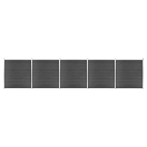 vidaXL Set Pannelli di Recinzione in WPC 872x186 cm Nero