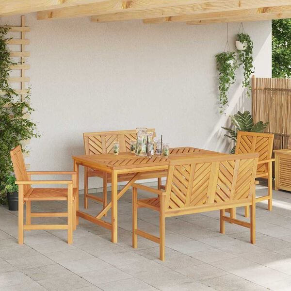 vidaXL Set da Pranzo per Giardino 5 pcs Marrone