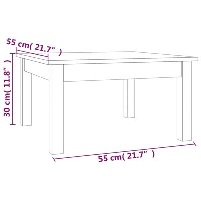 vidaXL Tavolino da Salotto 55x55x30 cm Legno Massello di Pino