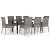 vidaXL Set da Pranzo da Giardino 9 pz in Polyrattan Grigio