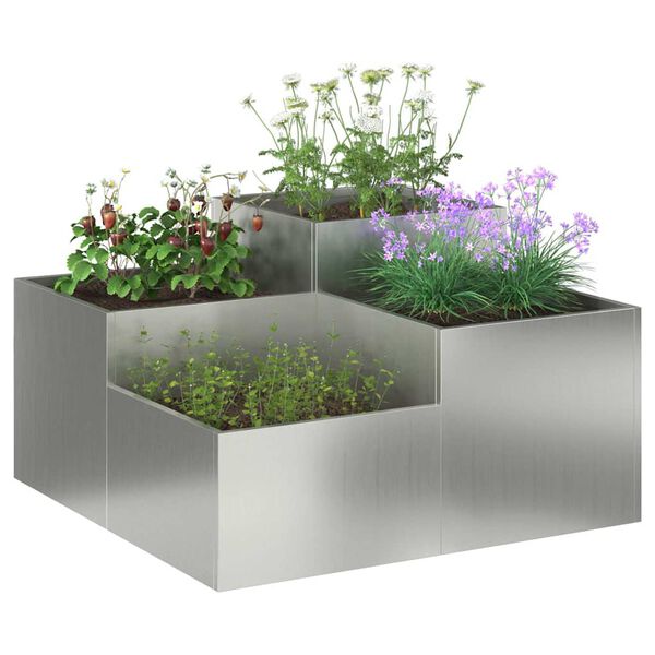 vidaXL Vaso da giardino Argento 100 x 100 x 48 cm Acciaio zincato