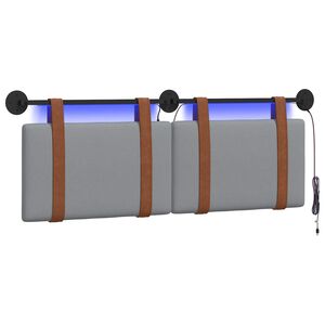 vidaXL Testiera sospesa Con luce LED Grigio Chiaro PU Antico