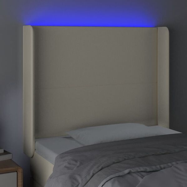 vidaXL Testiera a LED Crema 103x16x118/128 cm in Similpelle