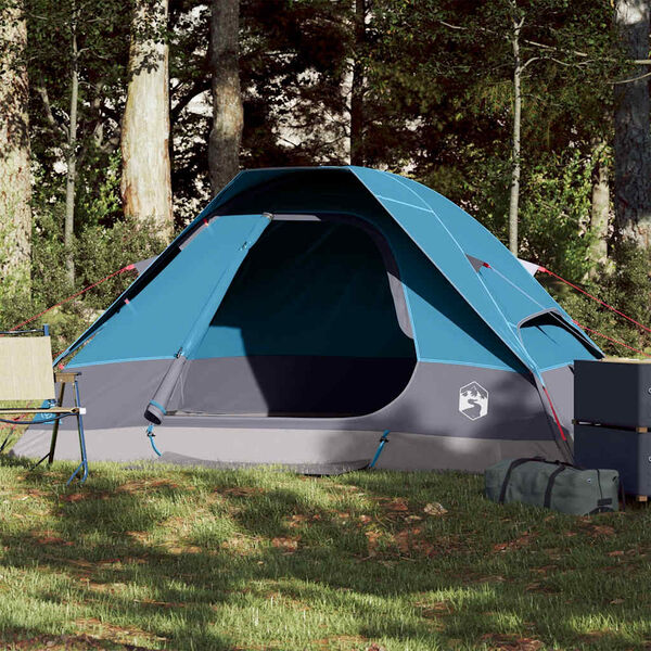 vidaXL Tenda da Campeggio a Cupola per 2 Persone Blu Impermeabile