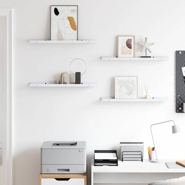 vidaXL Scaffale da parete 4 pcs Marmo Bianco 60 x 9 x 3 cm