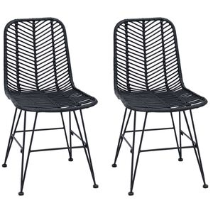 vidaXL Sedia da pranzo 2 pcs Nero 44 x 47 x 85 cm Rattan e Ferro