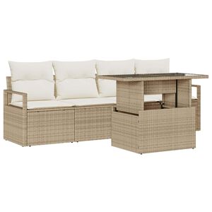 vidaXL Set Divano da Giardino 5 pz 4-Numero di posti Beige e Crema