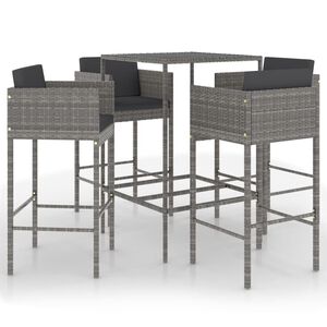 vidaXL Set da Bar da Giardino 5 pz con Cuscini in Polyrattan Grigio