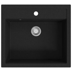 vidaXL Lavello da Cucina in Granito Vasca Singola Nero