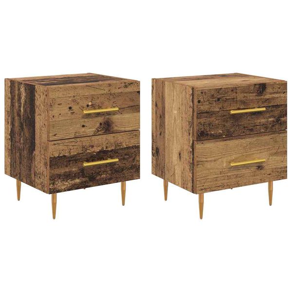 vidaXL Armadio da Notte 2 pcs Legno vecchio 40 x 35 x 47,5 cm