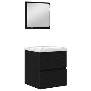 vidaXL Set di mobili per il bagno 2 pcs Rovere Nero e Bianco