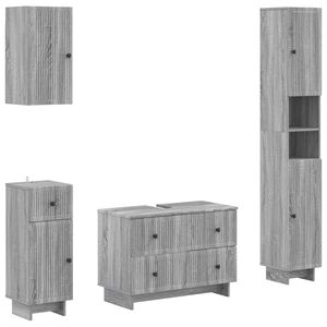 vidaXL Set di Mobili da Bagno da 4 Pezzi EDE Sonoma grigio