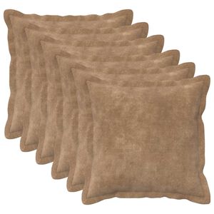 vidaXL Cuscino 6 pz HOUTEN Tortora 30 x 30 cm Fleece in microfibra