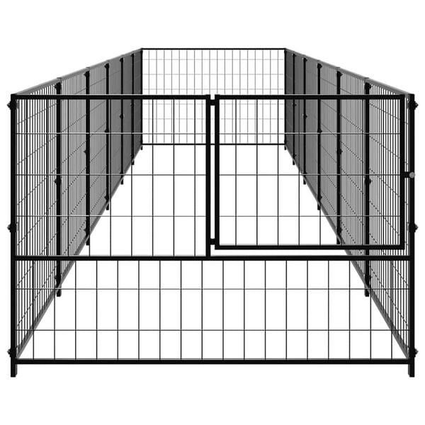 vidaXL Gabbia per Cani Nera 6 m&sup2; in Acciaio