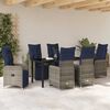 vidaXL Set di tavolo e sedie con cuscino 7 pcs Grigio Rattan in PE