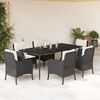 vidaXL Set da Pranzo da Giardino 7 pz Nero con Cuscini in Polyrattan