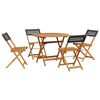 vidaXL Set da Pranzo per Giardino 5pz Nero Polyrattan e Legno Massello