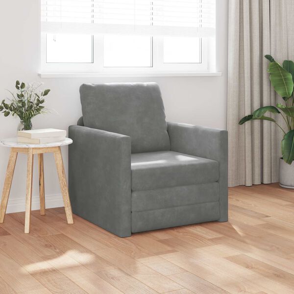 vidaXL Divano letto 60cm Grigio scuro Velluto