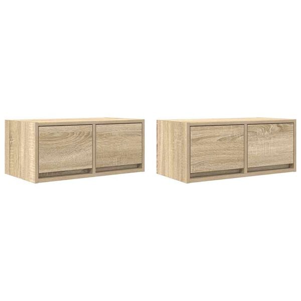 vidaXL Mobili TV 2 pz Rovere Sonoma 60x31x25,5 cm in Legno Multistrato