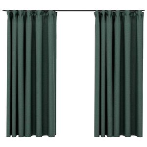 vidaXL Tende Oscuranti con Ganci Effetto Lino 2 pz Verdi 140x175 cm