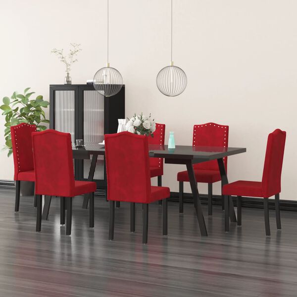 vidaXL Sedie da Pranzo 6 pz Rosso Vino in Velluto