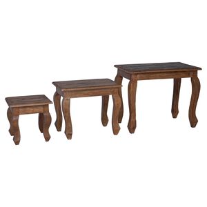 vidaXL Tavolo Nesting 3 pcs Marrone Legno massello di mogano