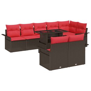 vidaXL Set Divano da Giardino 9 pz 8-Numero di posti Marrone
