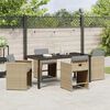 vidaXL Set da Pranzo per Giardino con cuscino 5 pcs Beige polyrattan