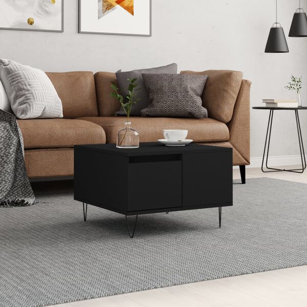 vidaXL Tavolino da Salotto Nero 55x55x36,5 cm in Legno Multistrato