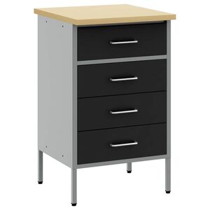 vidaXL Banco da lavoro con cassetto Nero e Grigio 50 x 55 x 85 cm