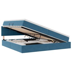 vidaXL Letto con contenitore e LED Blu Scuro 200 x 200 cm Velluto