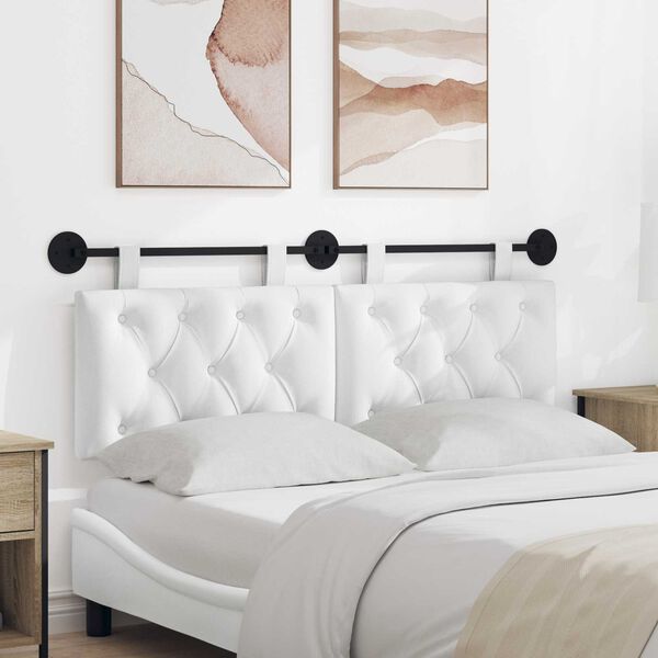 vidaXL Testata appesa Bianco 150 x 55 x 7 cm Tessuto