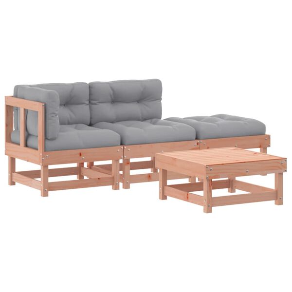 vidaXL Set Divani Giardino 4 pz con Cuscini Legno Massello di Douglas