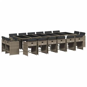 vidaXL Set da Pranzo da Giardino 17pz con Cuscini Grigio in Polyrattan