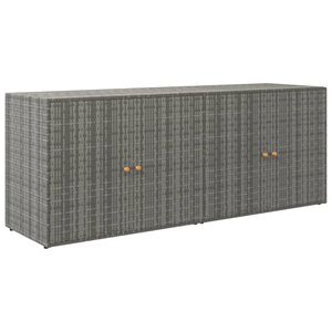 vidaXL Mobile Portaoggetti da Giardino Grigio 198x55,5x80cm Polyrattan