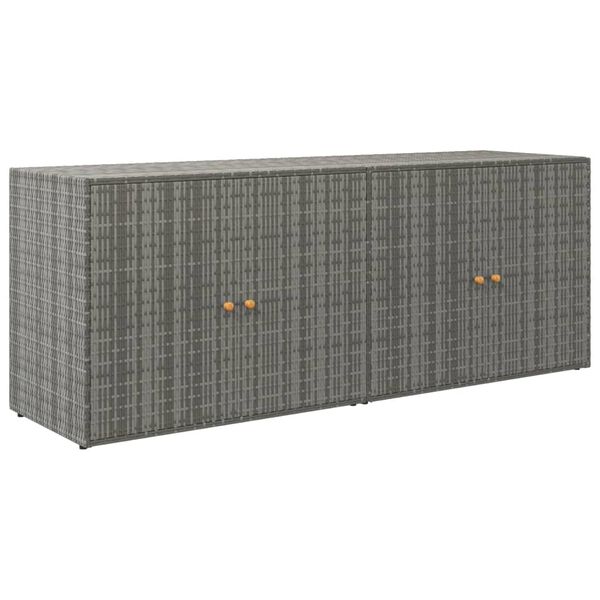 vidaXL Mobile Portaoggetti da Giardino Grigio 198x55,5x80cm Polyrattan